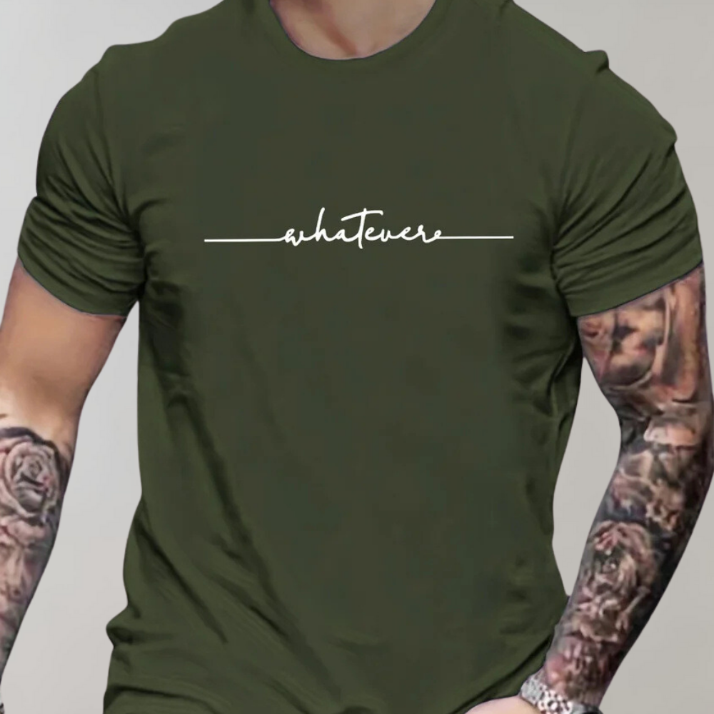 Afslappet herre-T-shirt med rund hals og minimalistisk print