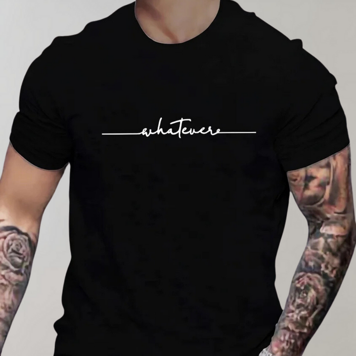 Afslappet herre-T-shirt med rund hals og minimalistisk print