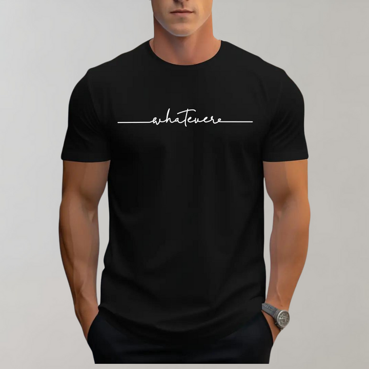 Afslappet herre-T-shirt med rund hals og minimalistisk print