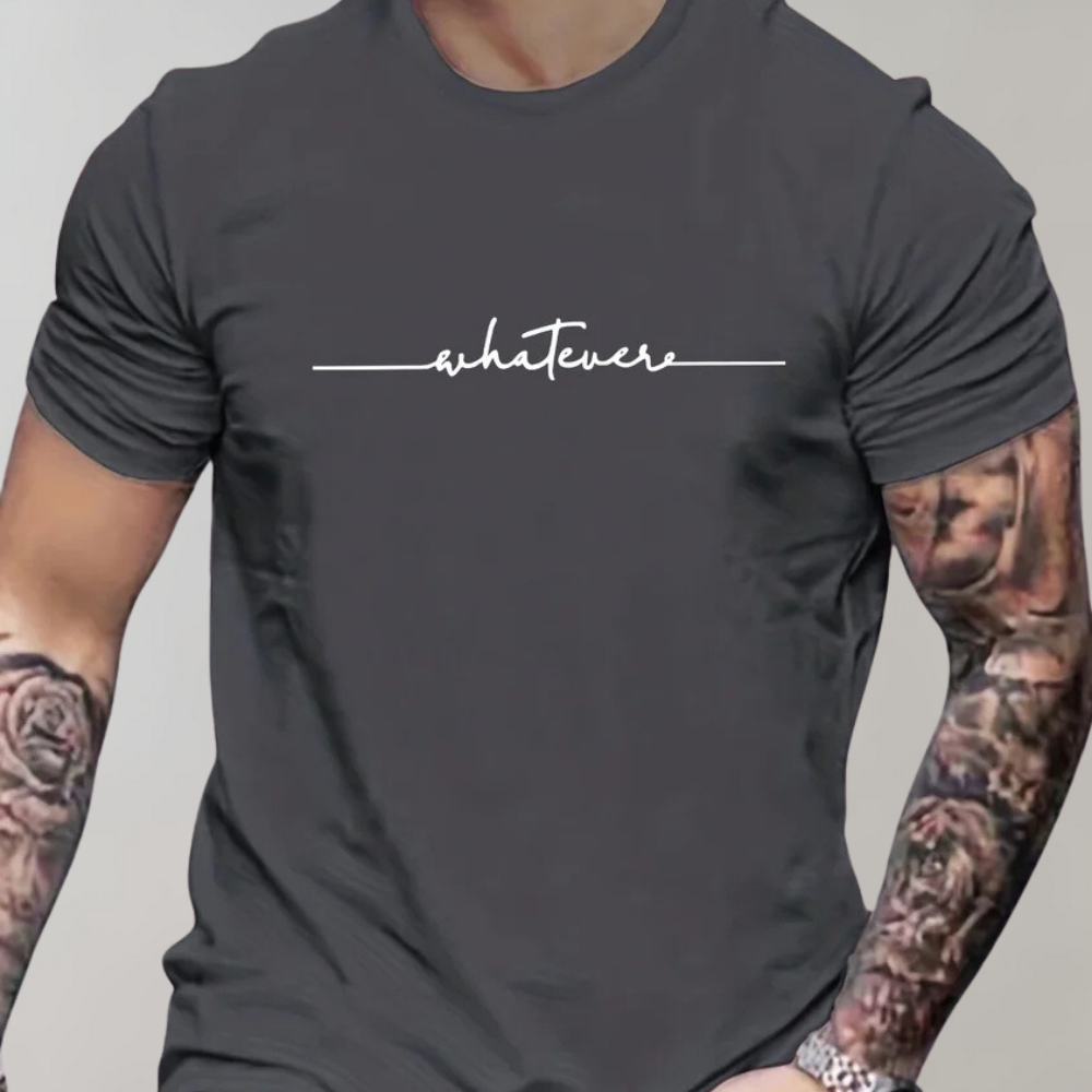 Afslappet herre-T-shirt med rund hals og minimalistisk print