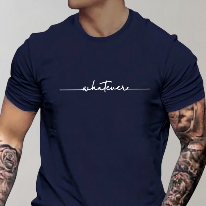Afslappet herre-T-shirt med rund hals og minimalistisk print