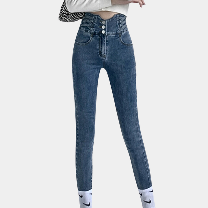Højtaljede damejeans