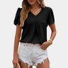 Lucija | Chiffon Flower Blouse - V-hals Top til kvinder