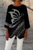 Sommerfugl Print Bluse Med Rund Hals