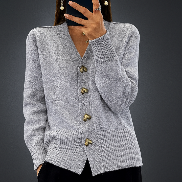 Hyggelig strikket cardigan med V-hals