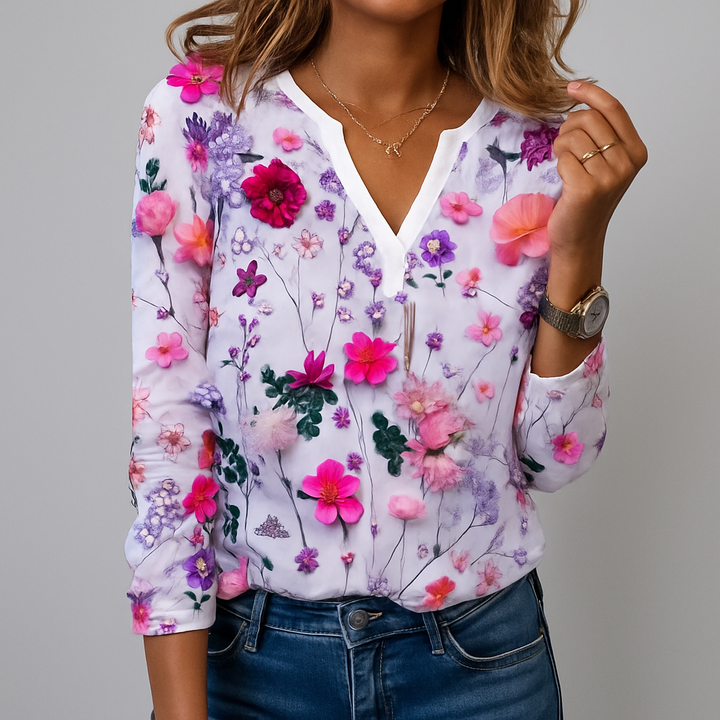 Blomsterprint Casual Bluse