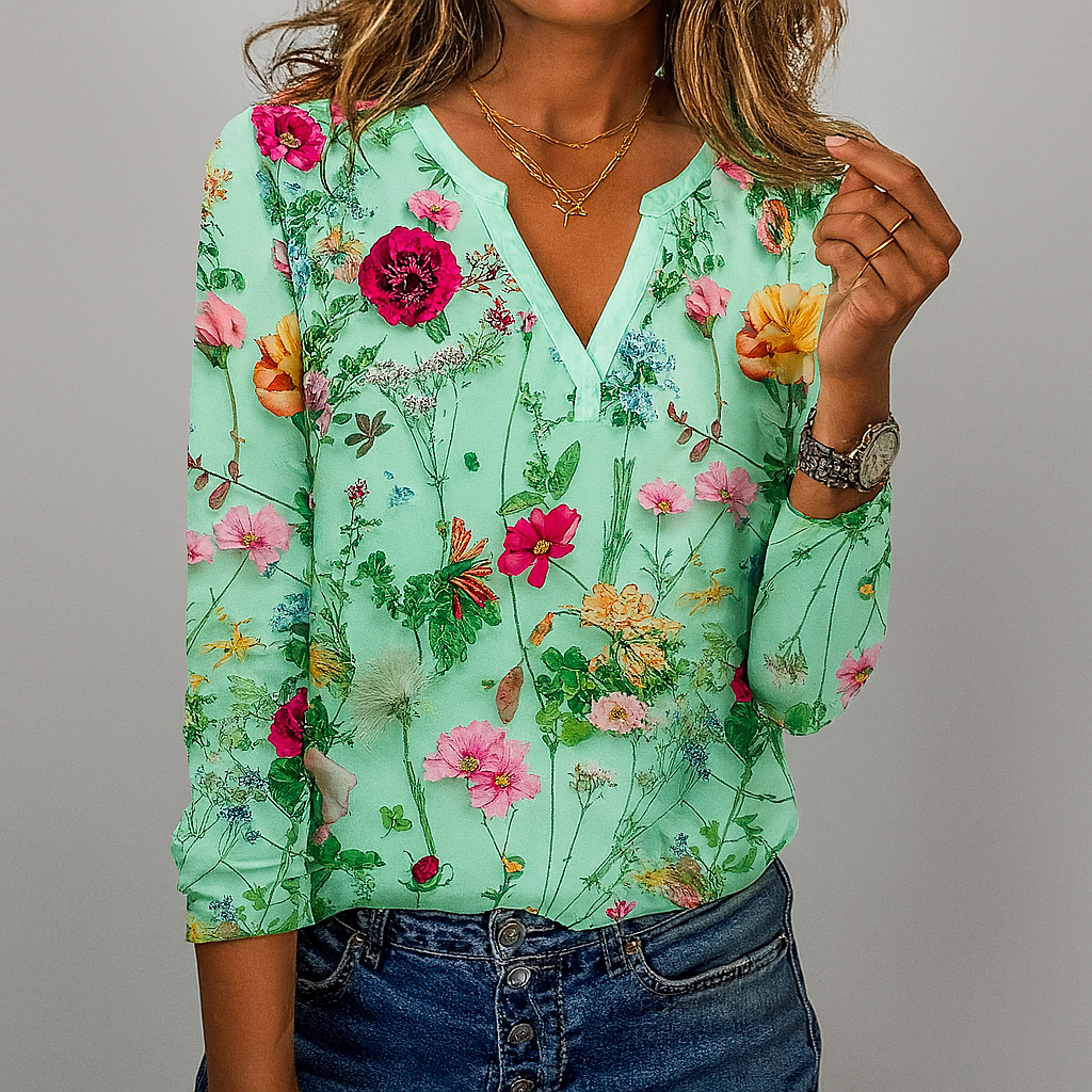 Blomsterprint Casual Bluse