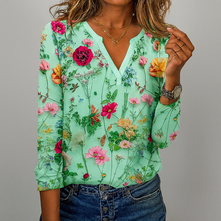 Blomsterprint Casual Bluse