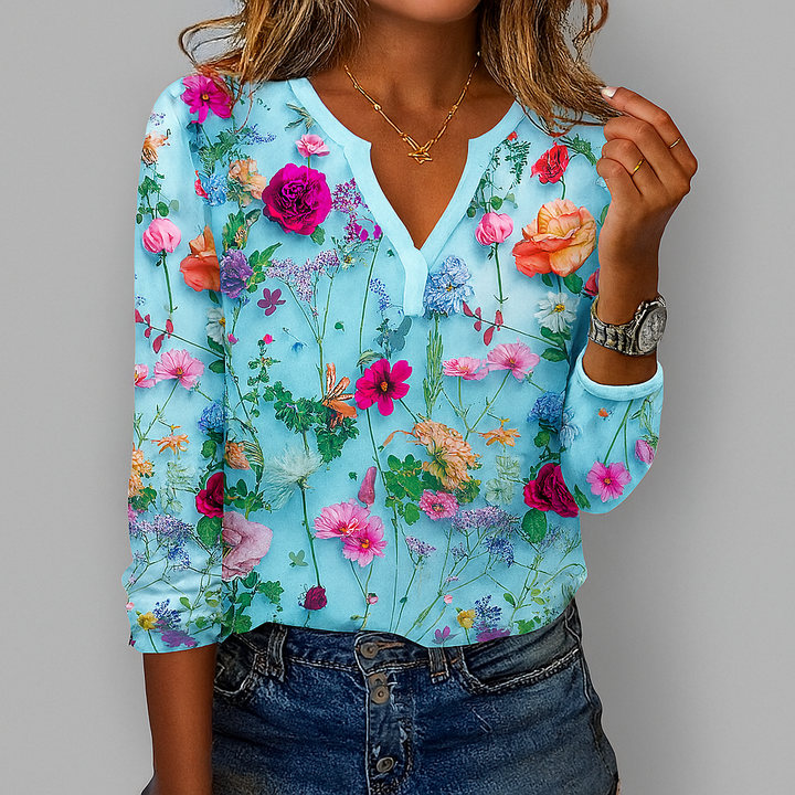 Blomsterprint Casual Bluse