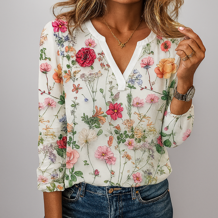 Blomsterprint Casual Bluse