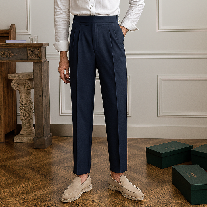 Herrebukser med høj talje og slim fit