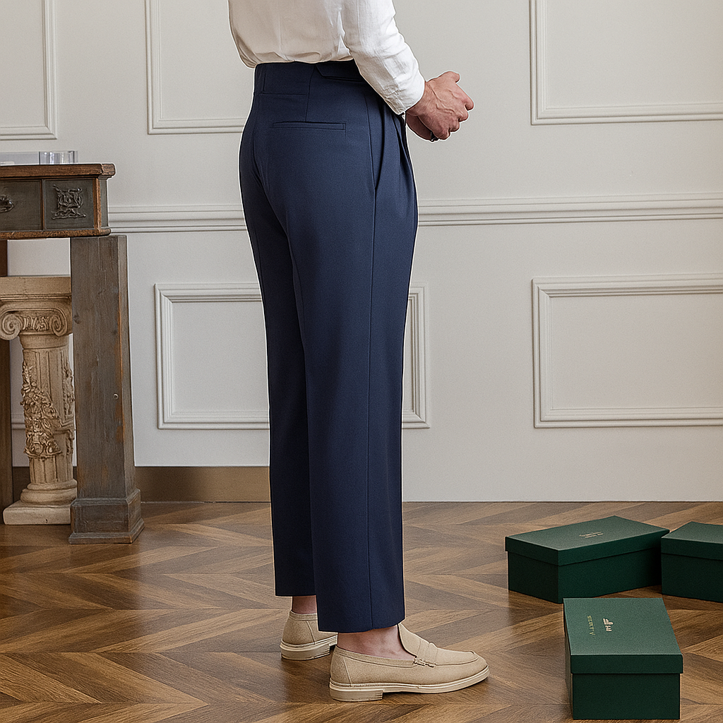 Herrebukser med høj talje og slim fit
