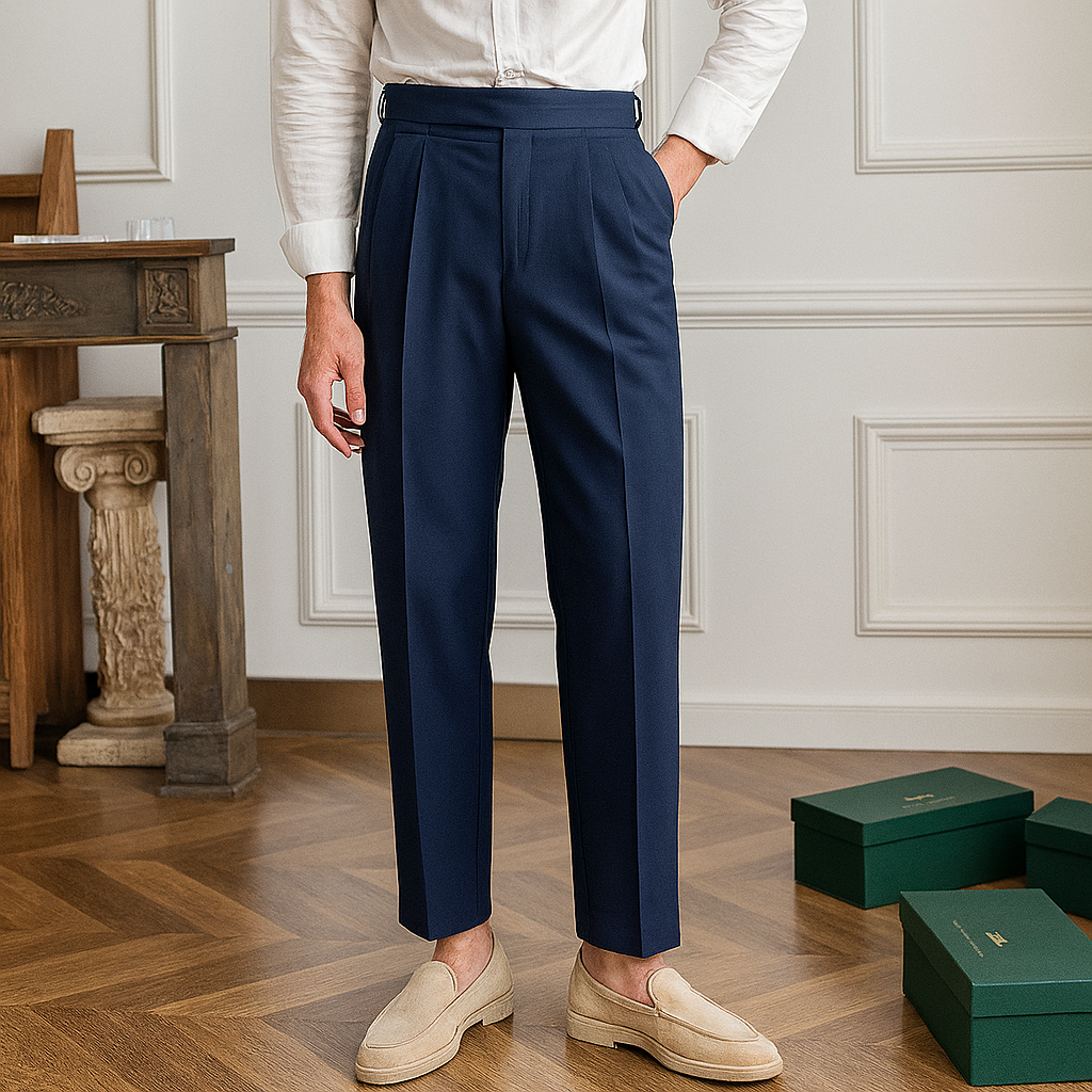 Herrebukser med høj talje og slim fit