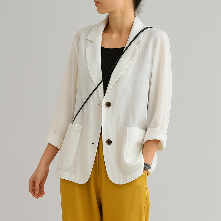 Blazer i afslappet pasform med naturlige fibre