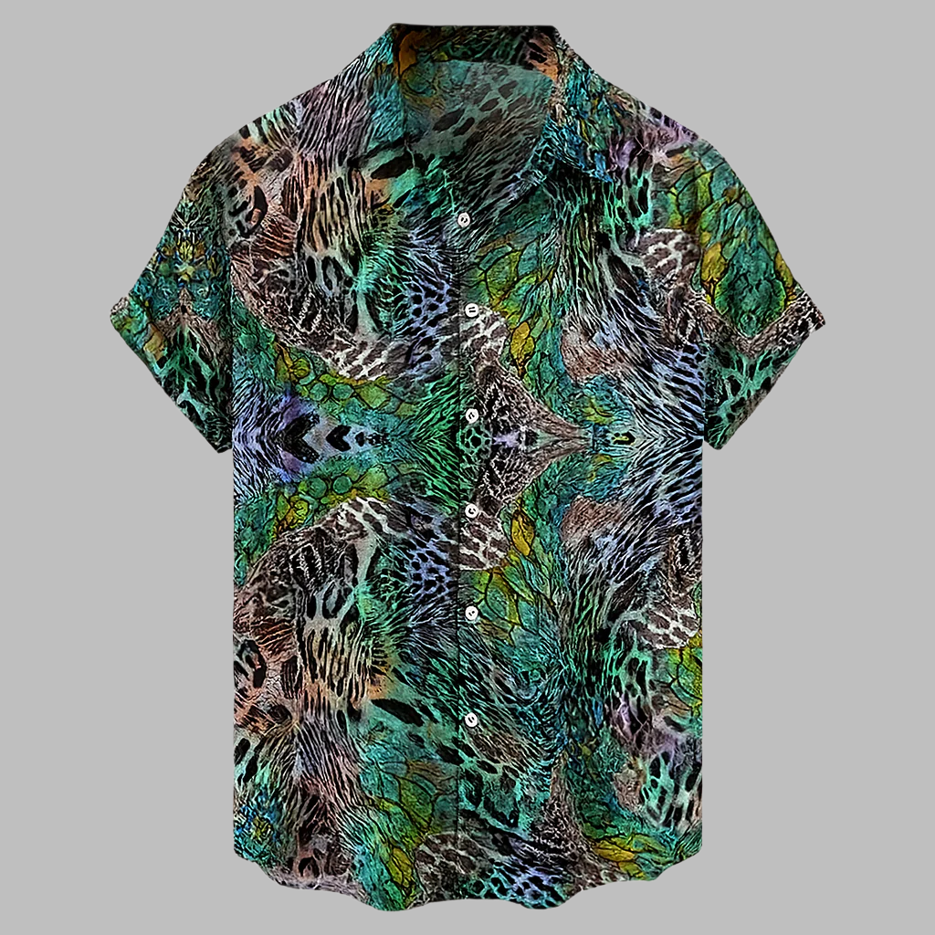 Casual streetstyle herre skjorte i hør med tribal-mønster