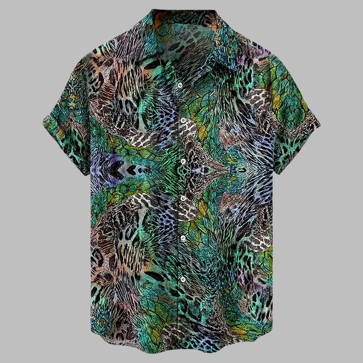 Casual streetstyle herre skjorte i hør med tribal-mønster