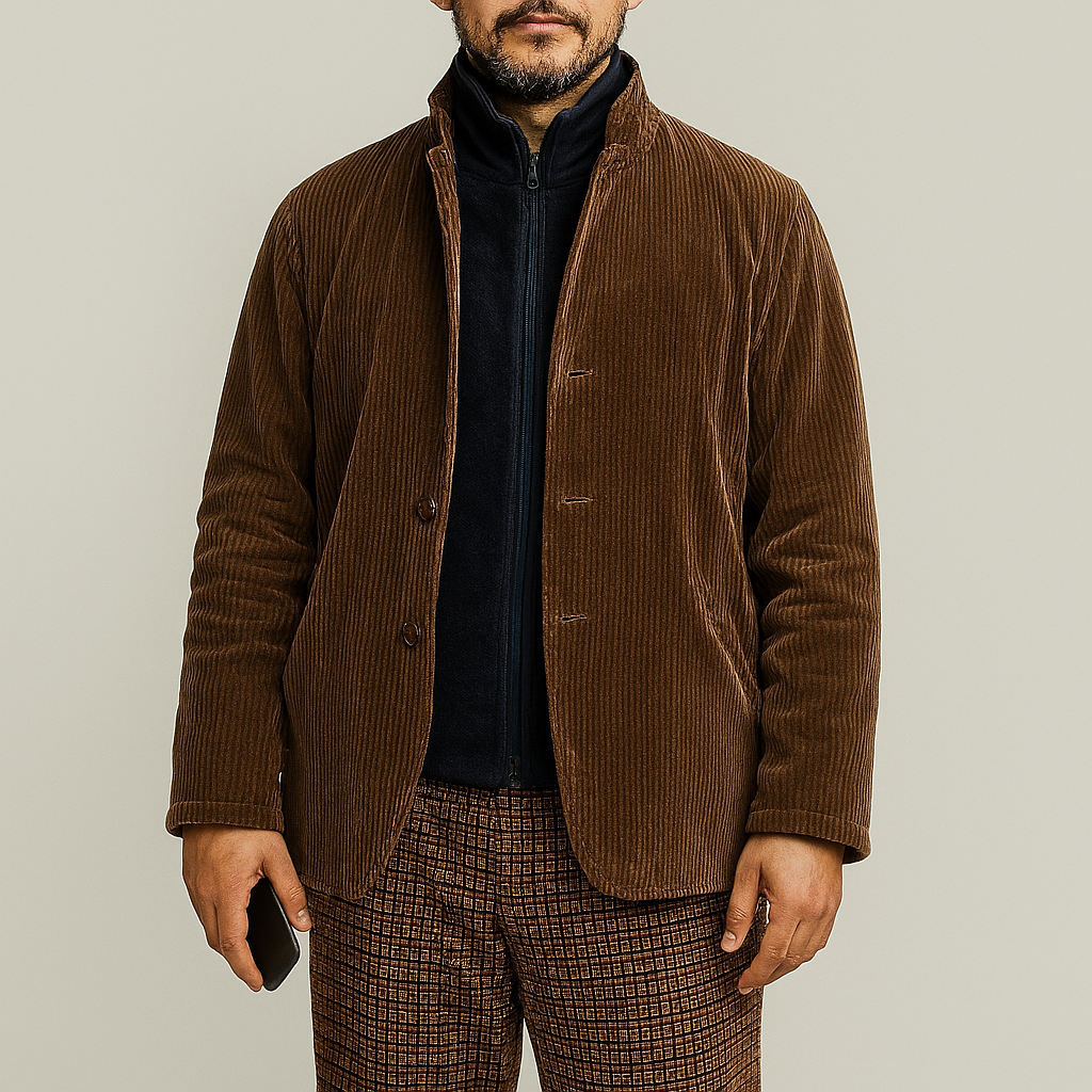 Herre retro casual ensfarvet jakke