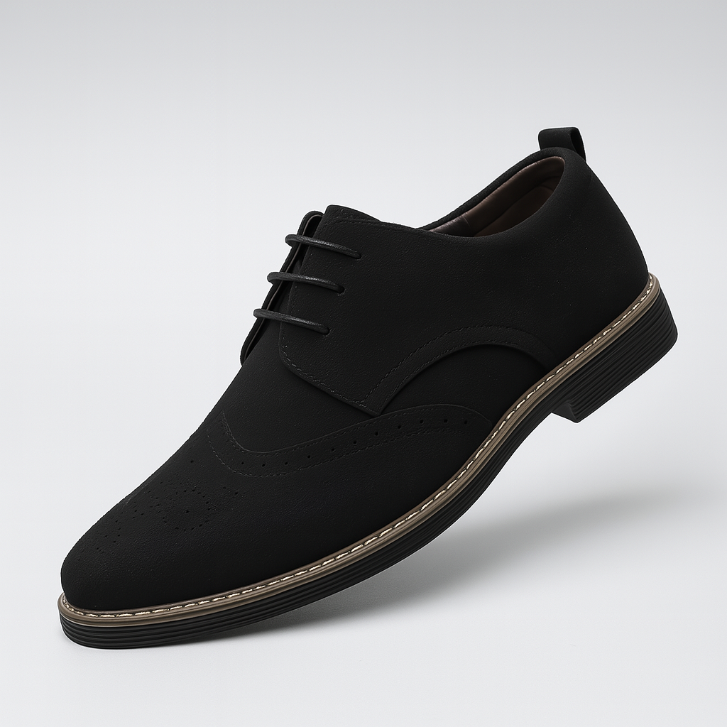 Oxford-sko med ruskind og brogue-detaljer