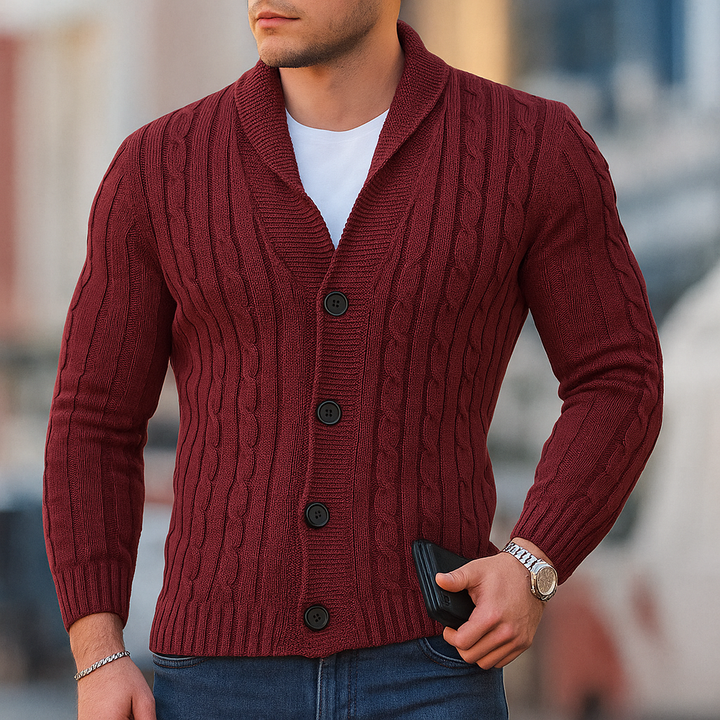 Varm klassisk strikket cardigan til mænd