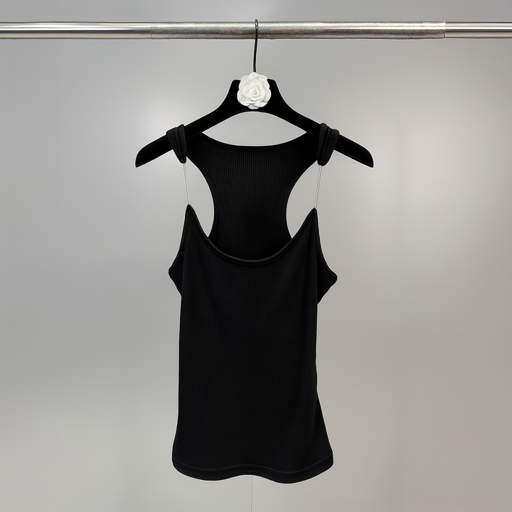 Dame ribbet tanktop med usynlige stropper