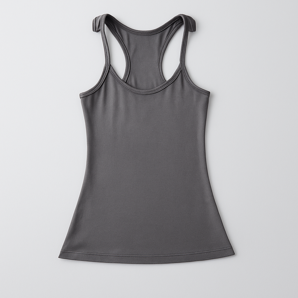 Dame ribbet tanktop med usynlige stropper