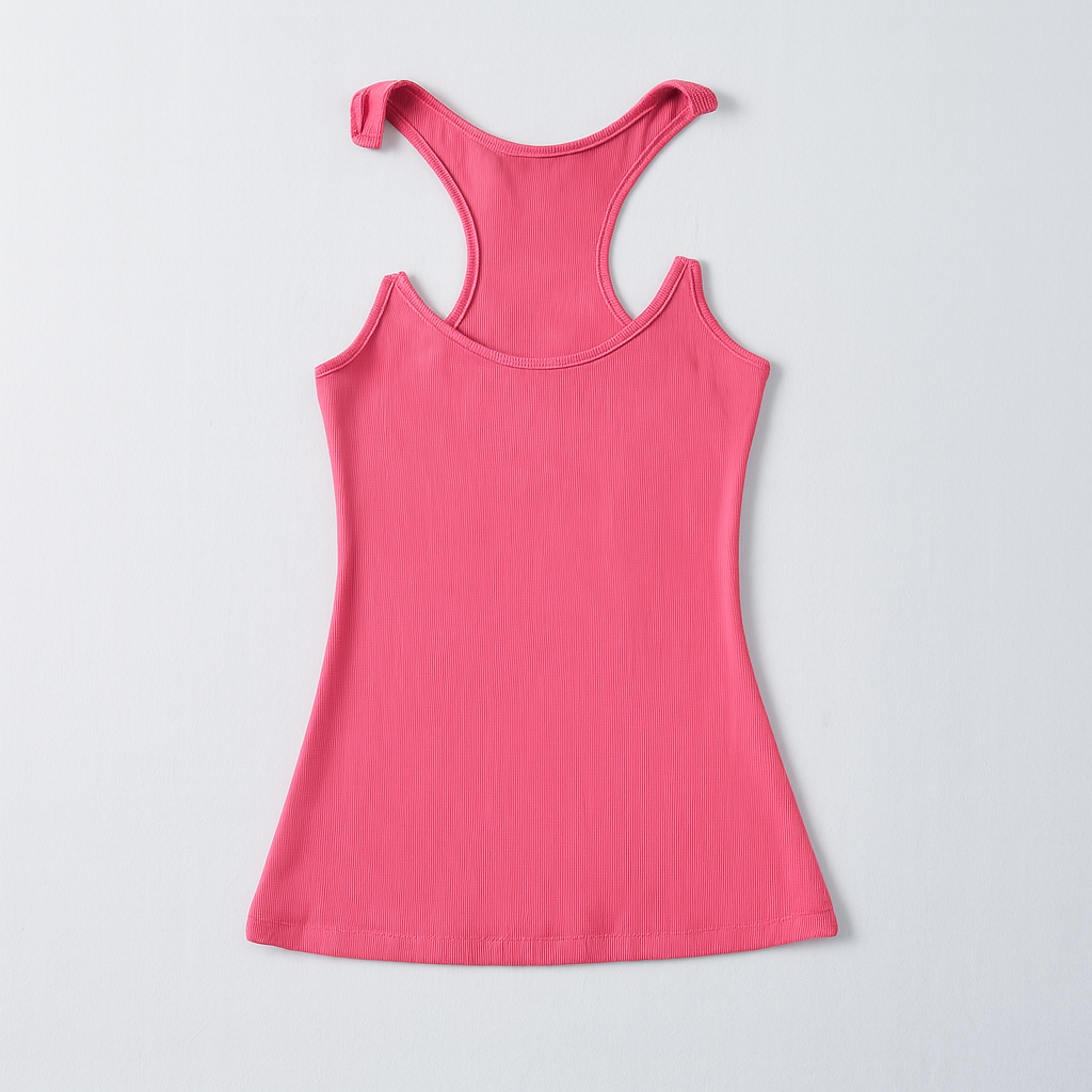 Dame ribbet tanktop med usynlige stropper