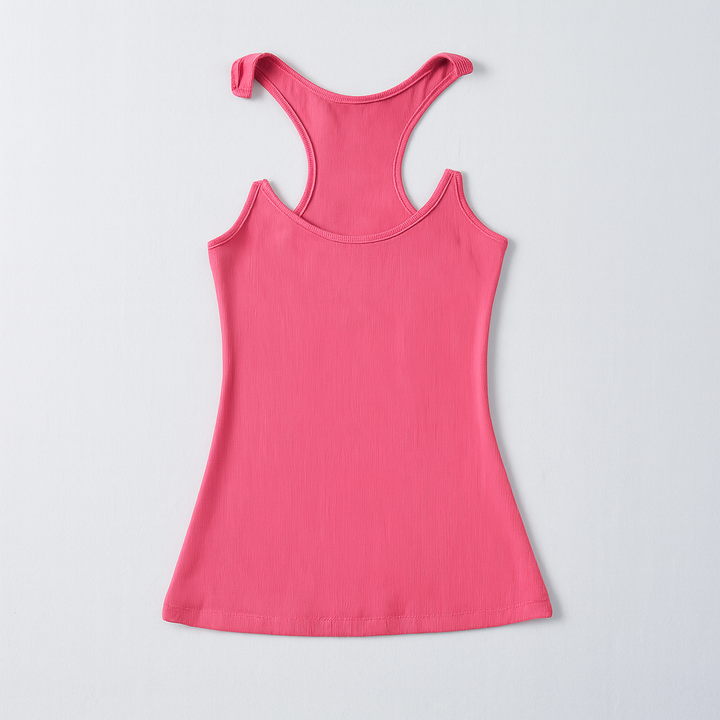 Dame ribbet tanktop med usynlige stropper