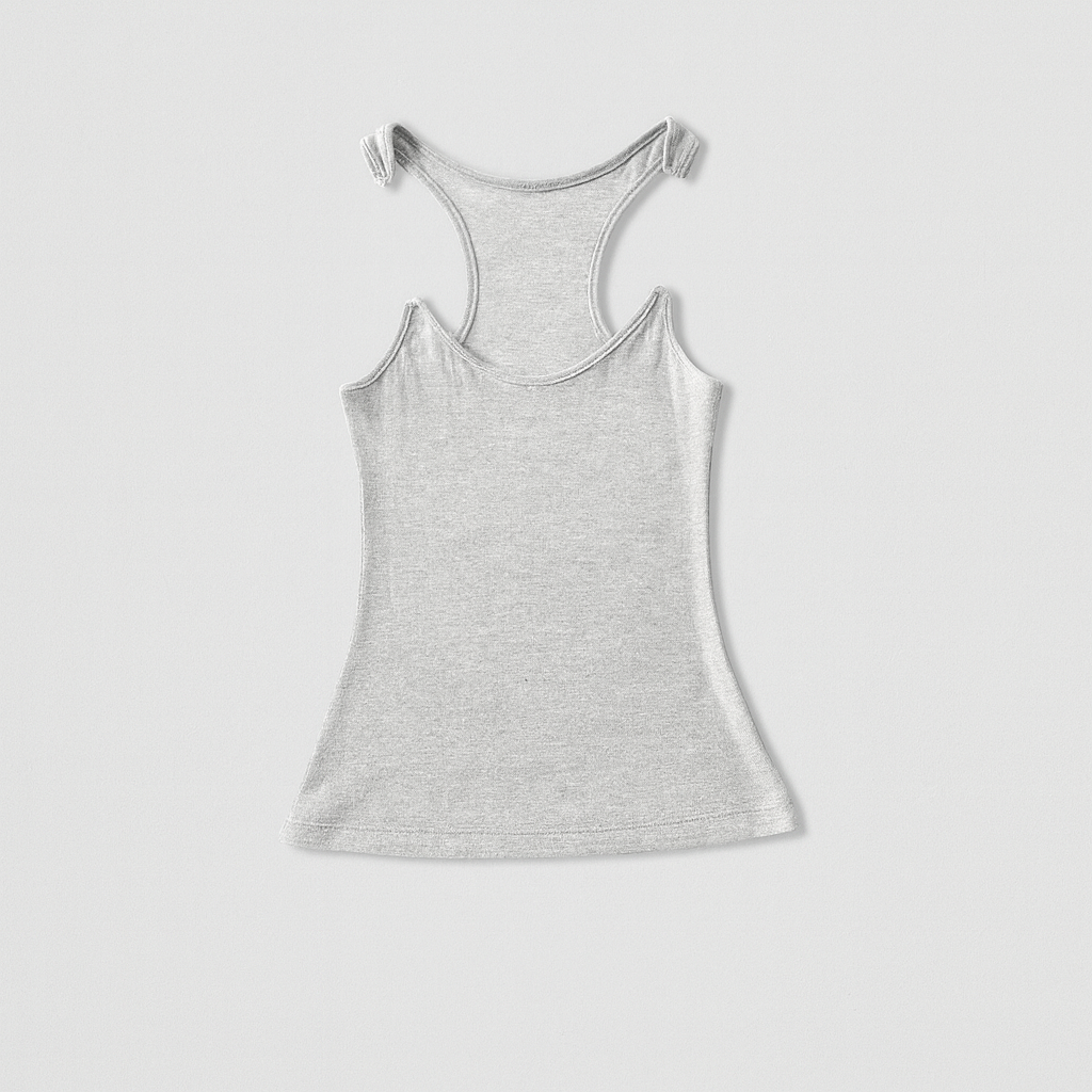 Dame ribbet tanktop med usynlige stropper