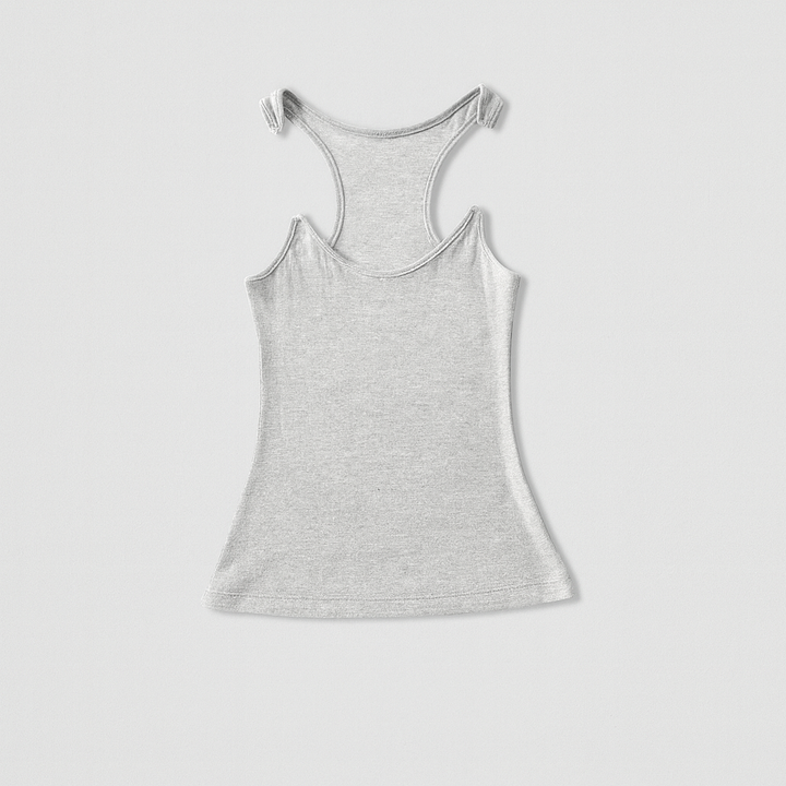 Dame ribbet tanktop med usynlige stropper