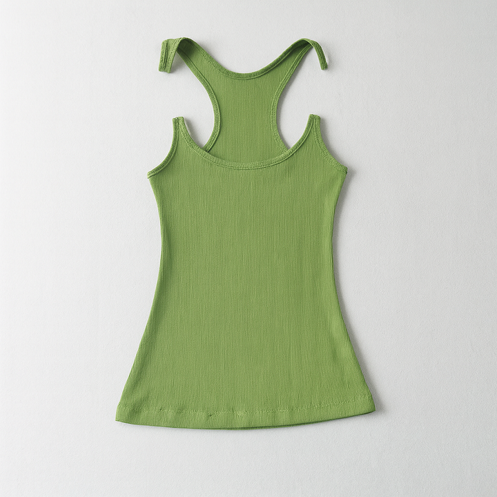 Dame ribbet tanktop med usynlige stropper