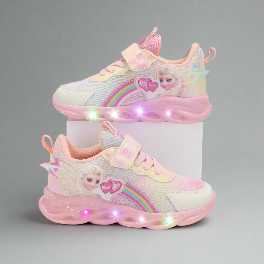 Farverige børnesneakers med lys