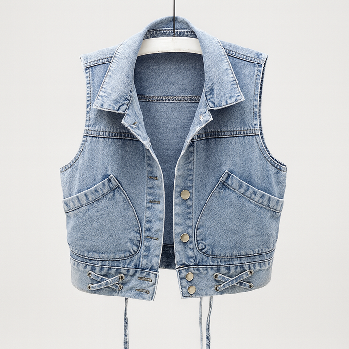 Ærmeløs let denimvest til kvinder