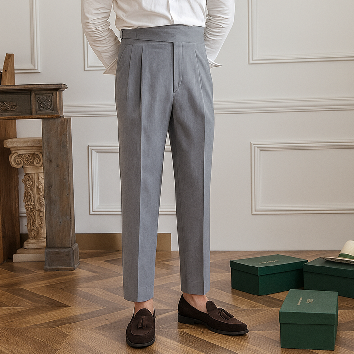 Herrebukser med høj talje og slim fit