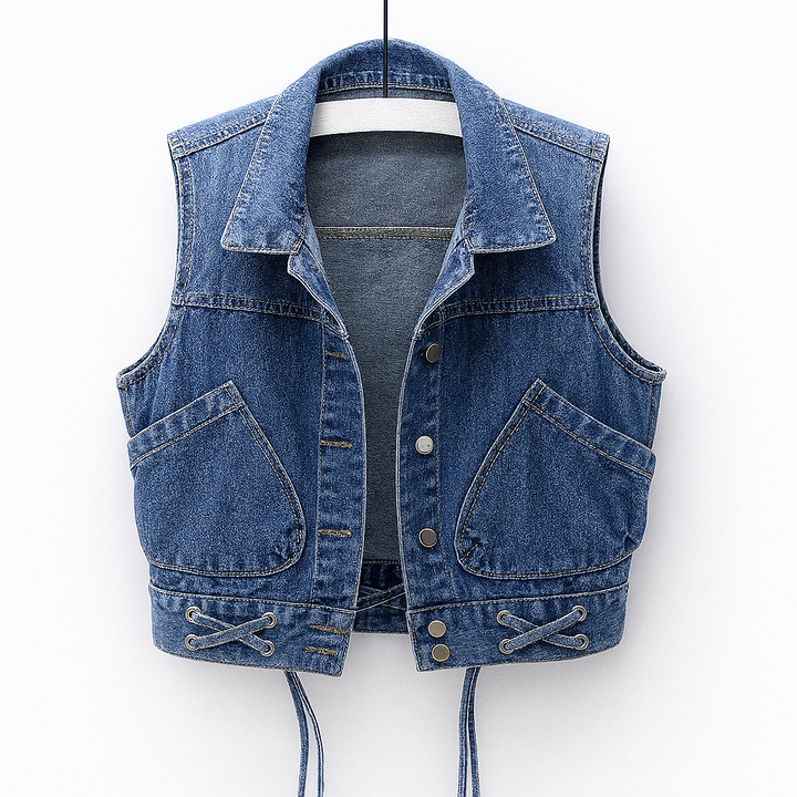 Ærmeløs let denimvest til kvinder