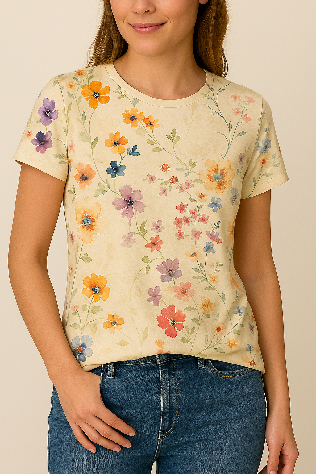 Vintage Blomster T-shirt Luftig Komfort med et Retro Twist