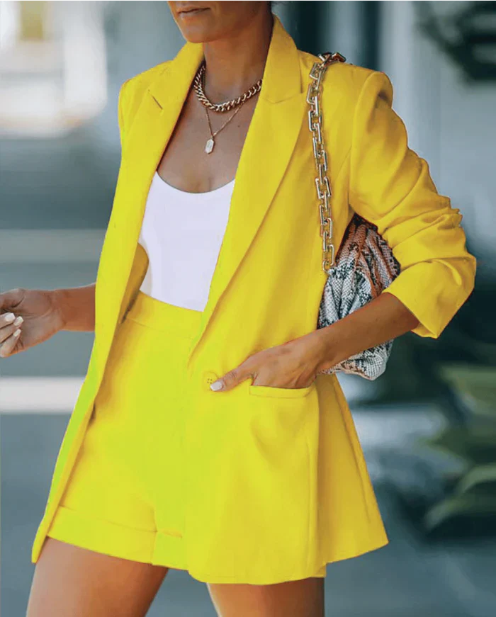 Chic Blazer Shorts Sæt til Kvinder