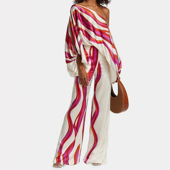Off-Shoulder-modell damset i satin med 2 delar