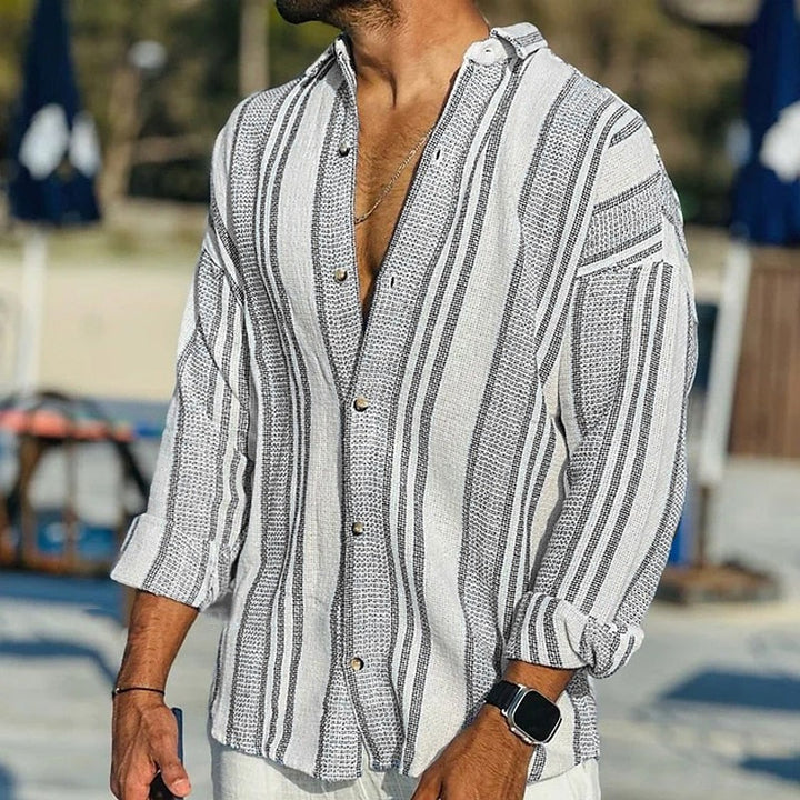 Mænd's Long-Sleeve Stribet t-Shirt