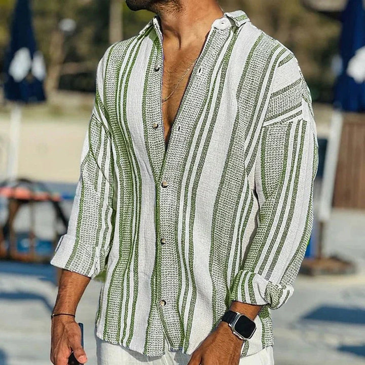 Mænd's Long-Sleeve Stribet t-Shirt