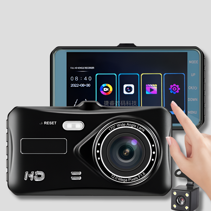 Trådløs dobbelt dashcam med nattesyn og 170° vinkel