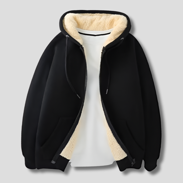 Varm herre vinterhoodie med fleecefor