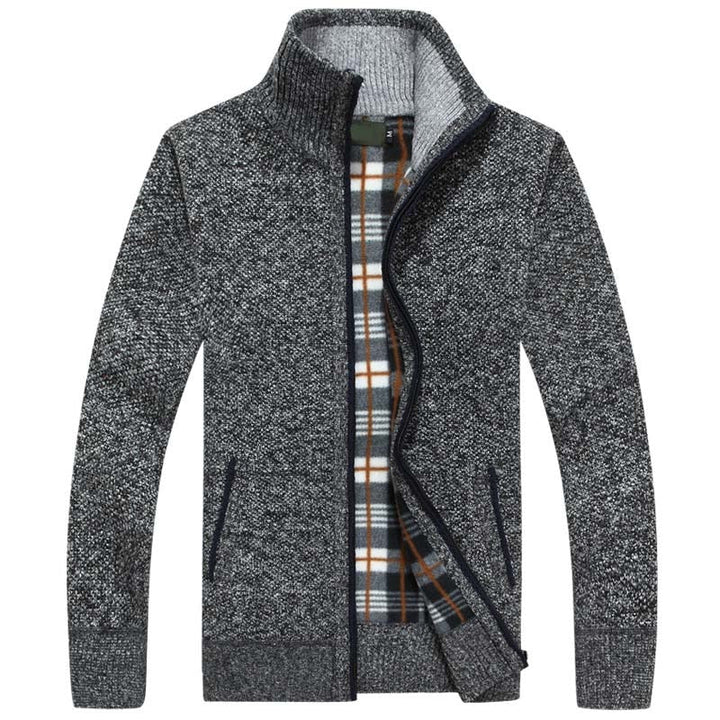 Strikket herretrøje med lynlås for varme og stil