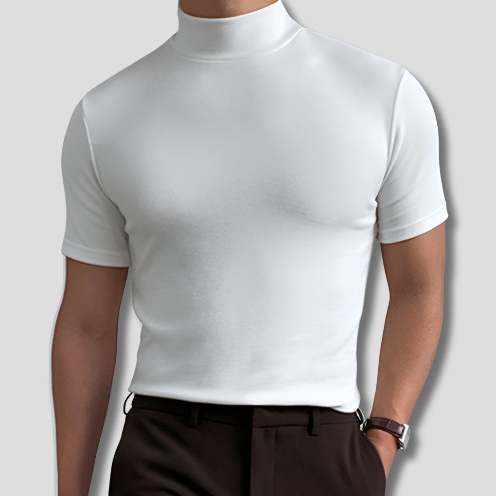Herre T-shirt med høj krave