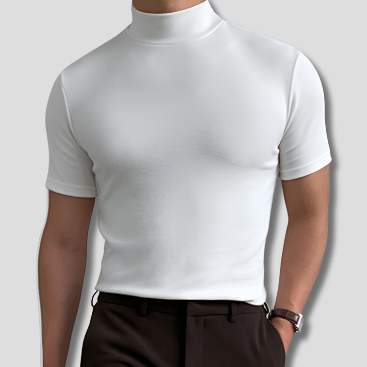 Herre T-shirt med høj krave