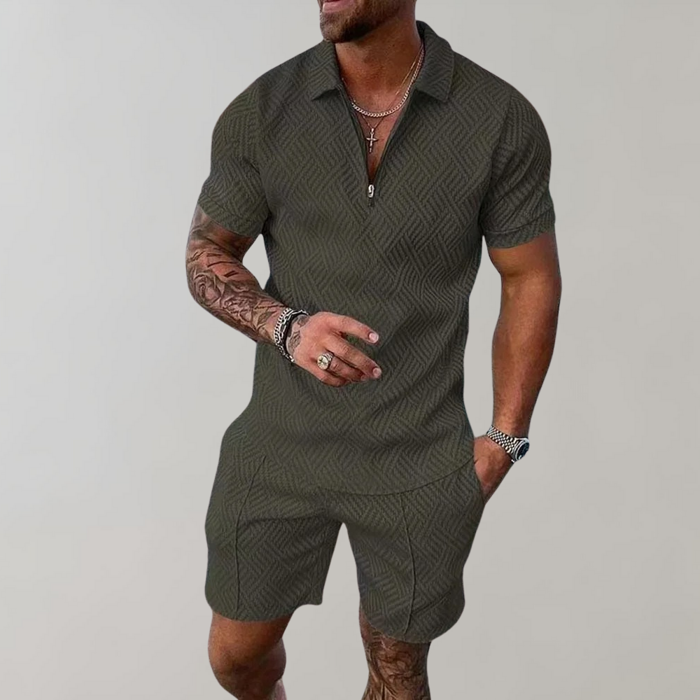 Mænd er To-Delt Sommer Sæt (Shorts + Polo Shirt)