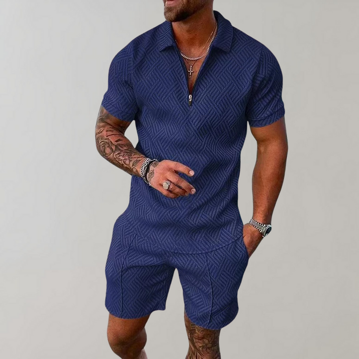 Mænd er To-Delt Sommer Sæt (Shorts + Polo Shirt)
