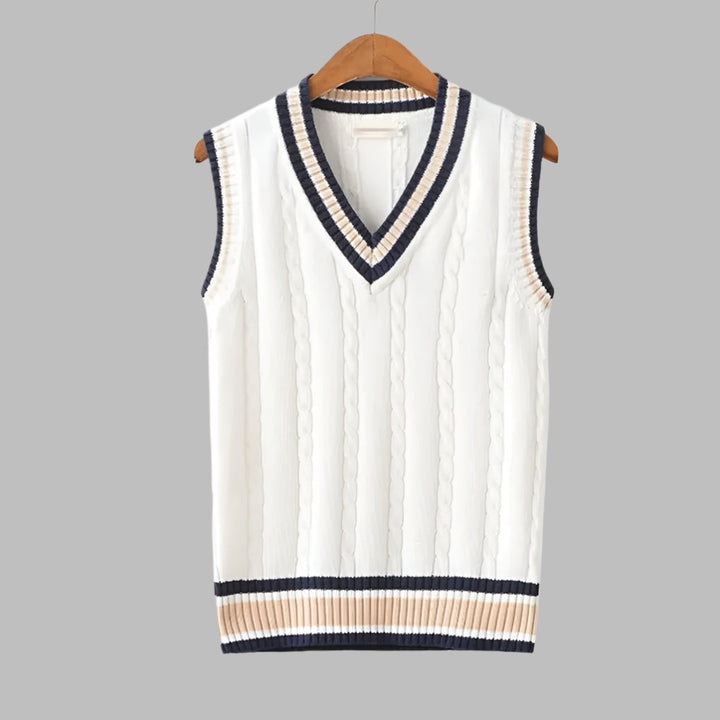 Retro stribet pullover i preppy-stil uden ærmer