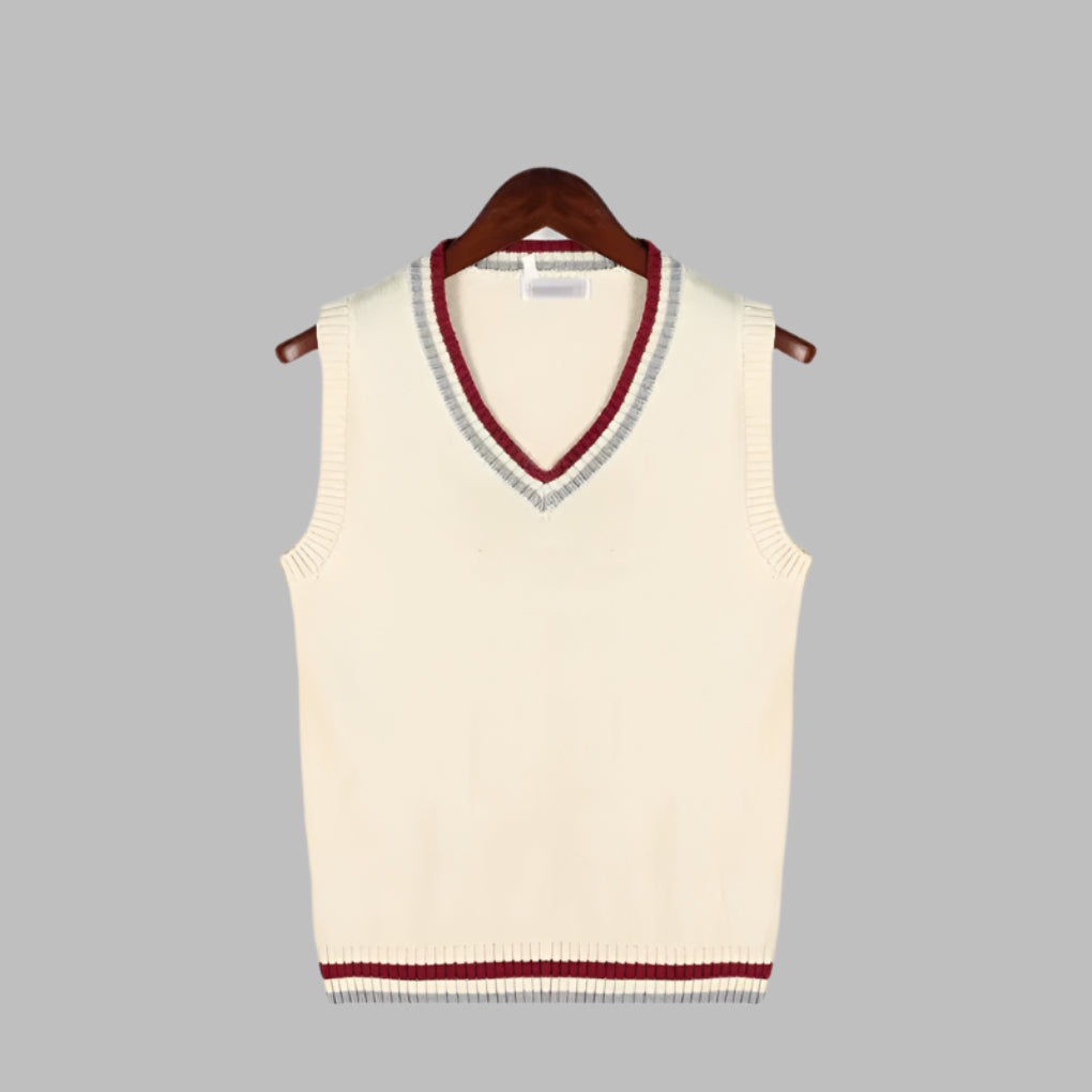 Retro stribet pullover i preppy-stil uden ærmer