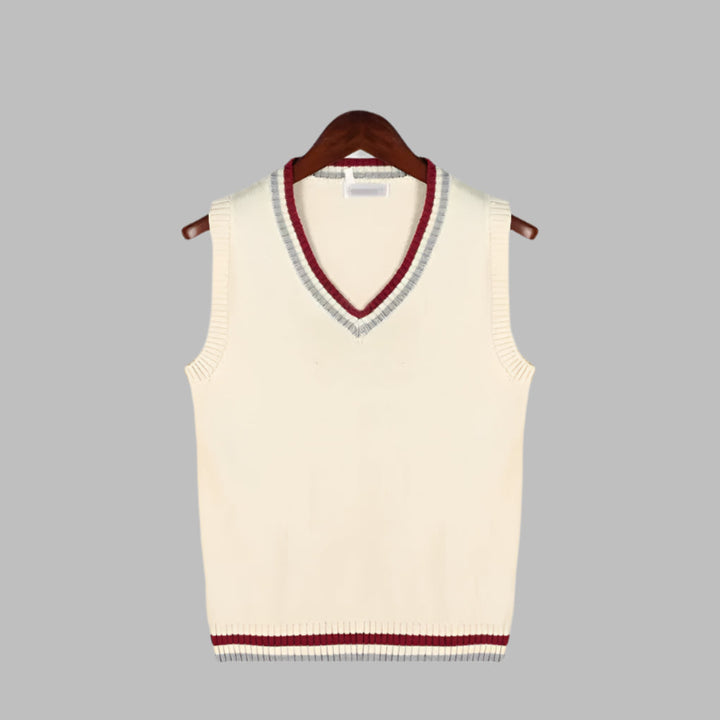 Retro stribet pullover i preppy-stil uden ærmer