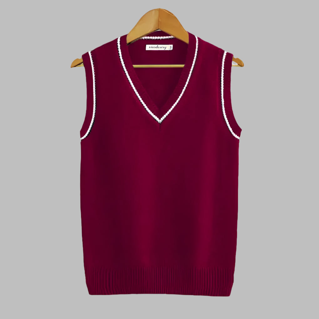 Retro stribet pullover i preppy-stil uden ærmer